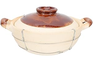 NESTINGHO 5l Single Handle Chinese Clay Casserole Pot with Handle and Lid, Small Stew Cooking Pot for Rice