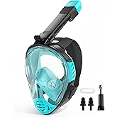 Full Face Snorkel Mask, Snorkeling Gear for Adults, Scuba Mask Diving Dry Top Snorkel Gear with Detachable Camera Mount, 180° Panoramic View Anti-Leak Anti-Fog Travel Package