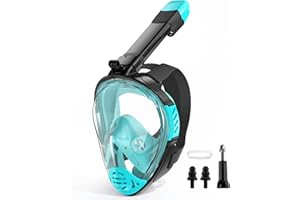 FORSHINE Full Face Snorkel Mask, Snorkeling Gear for Adults, Scuba Mask Diving Dry Top Snorkel Gear with Detachable Camera Mount, 180° Panoramic View Anti-Leak Anti-Fog Travel Package