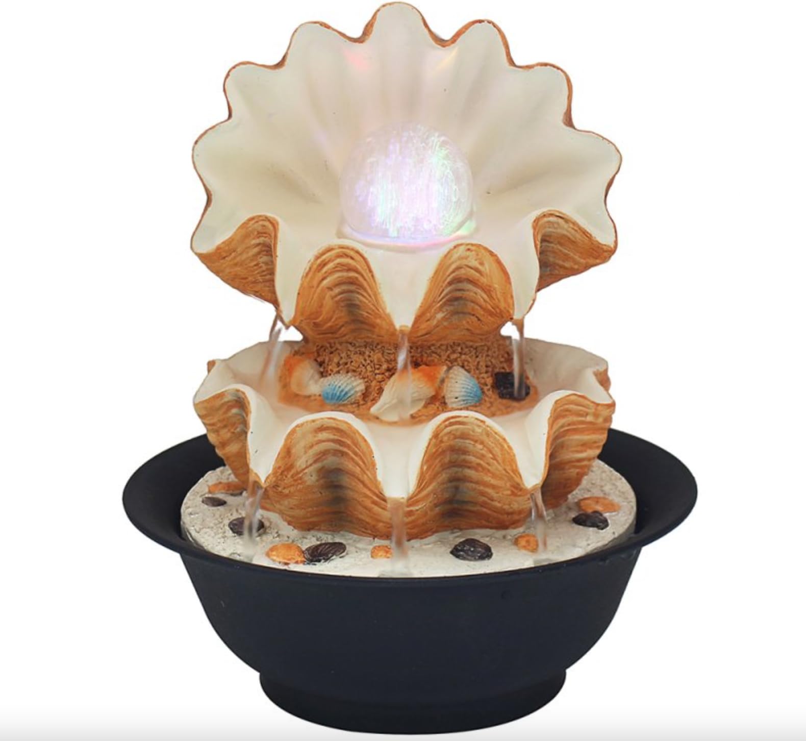 Lesser & Pavey Home Led Water Feature for Decoration | Indoor Tabletop Fountain Water Features with Light | Ideal for Gift and Home Décor - Seashell water feature
