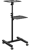 Mount-It! Mobile Projector Stand, Rolling Height Adjustable Laptop and Projector Presentation Cart and Trolley, Black