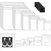 Fangoo 240 Pcs Anti Tarnish Strips with Clear Jewelry Organizer Bag Sets,120 Pcs Self Seal Jewelry Packaging Bags in 6 different sizes and 120 Anti Tarnish Strips for Storage Jewelry Rings Earring
