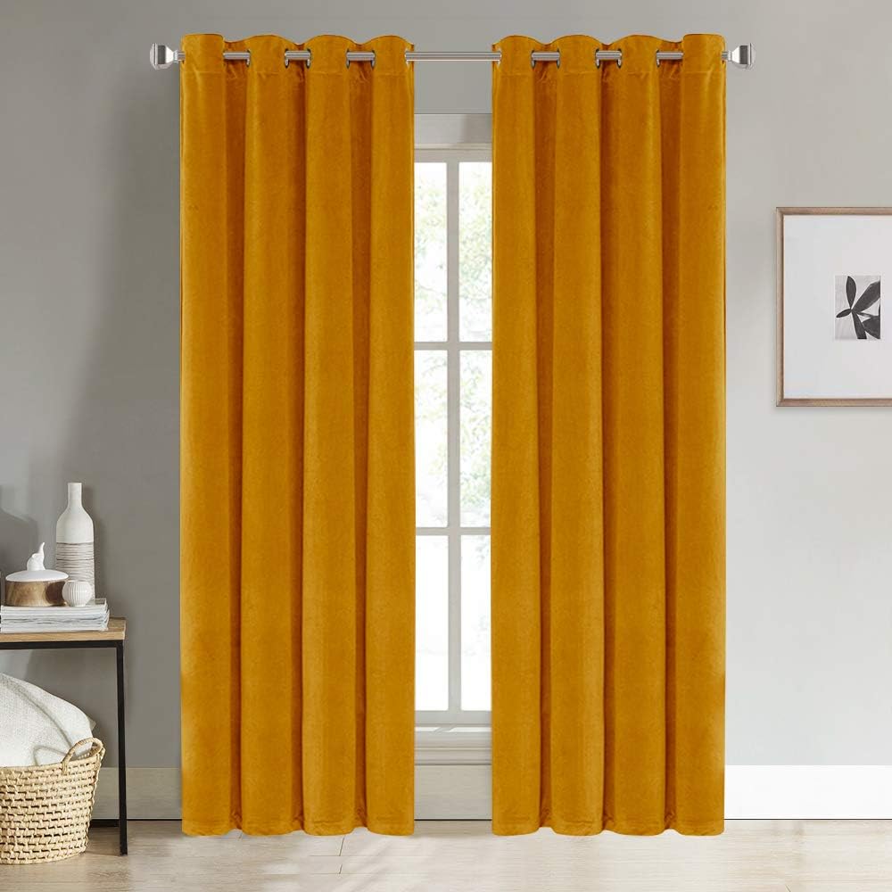 PONY DANCE Velvet Curtains Blackout 84 Drop Thick Soundproof Eyelet