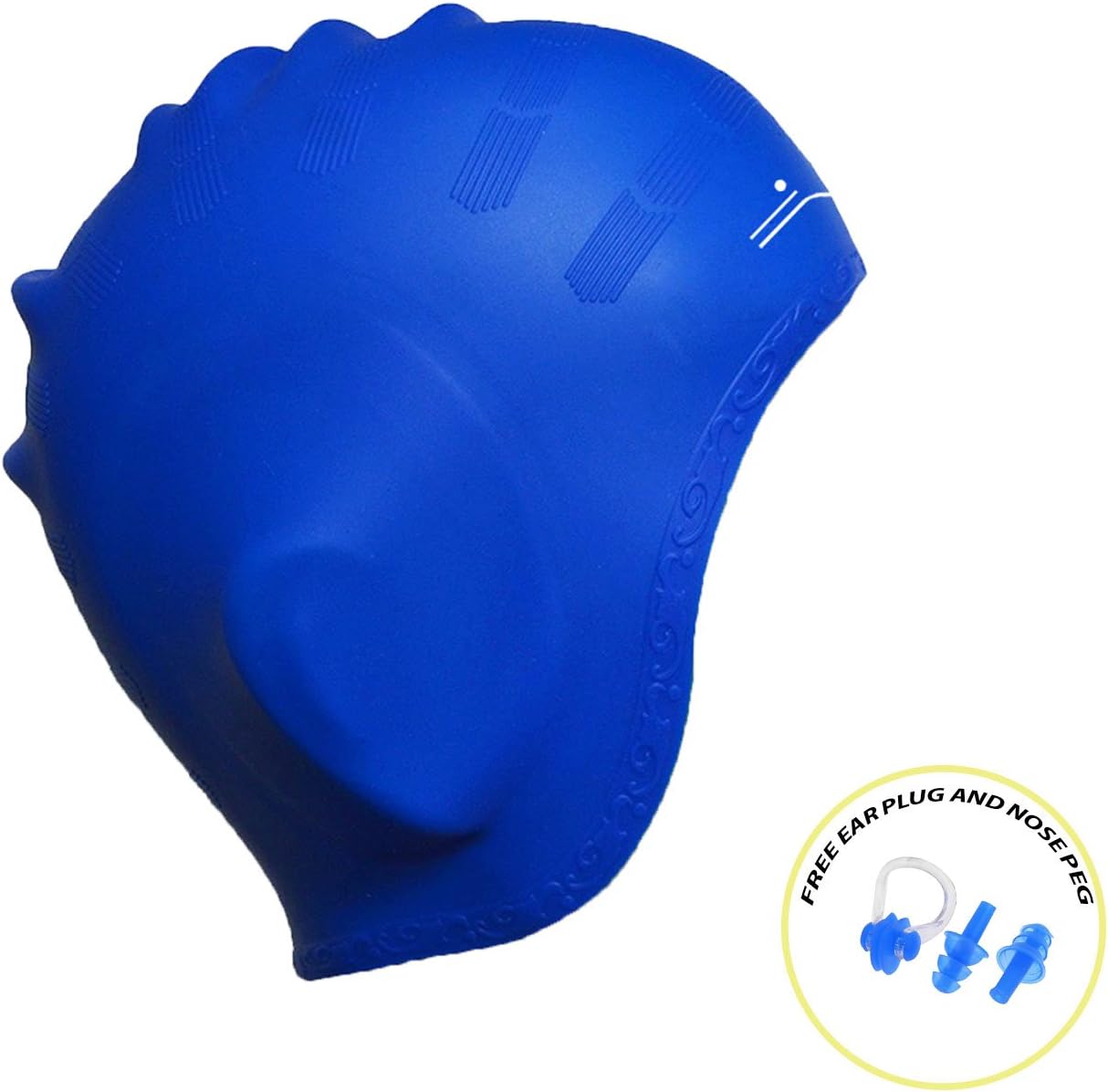 TILZ GEAR Unisex Silicone Swim Cap with Ergonomic Ear Pockets - FREE Ear plug, Nose Clip