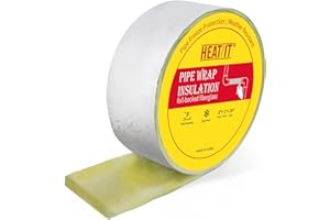 HEATIT Foil-Backed Fiberglass Pipe Wrap, Pipe Insulation Wrap for Outdoor,Foam Wrap for Freezing Weather Protection,3" Wide x 1" Thick x 25' Long (1Pack)
