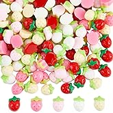 SUNNYCLUE 1 Box 150Pcs Strawberry Resin Charms Fruit Cabochons Colorful Flatback Cute Mini Cartoon Strawberries Charms for Scrapbooking Embellishment DIY Craft Decors Hair Clip Phone Case Accessories