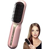 Cordless Hair Straightener and Curler 2-in-1, Plasma Technique, Portable Ceramic Hair Straightening Brush, 3 Temp Settings, Fast Heating, Mini Straightening Brush, Travel/Business, Gift for Women