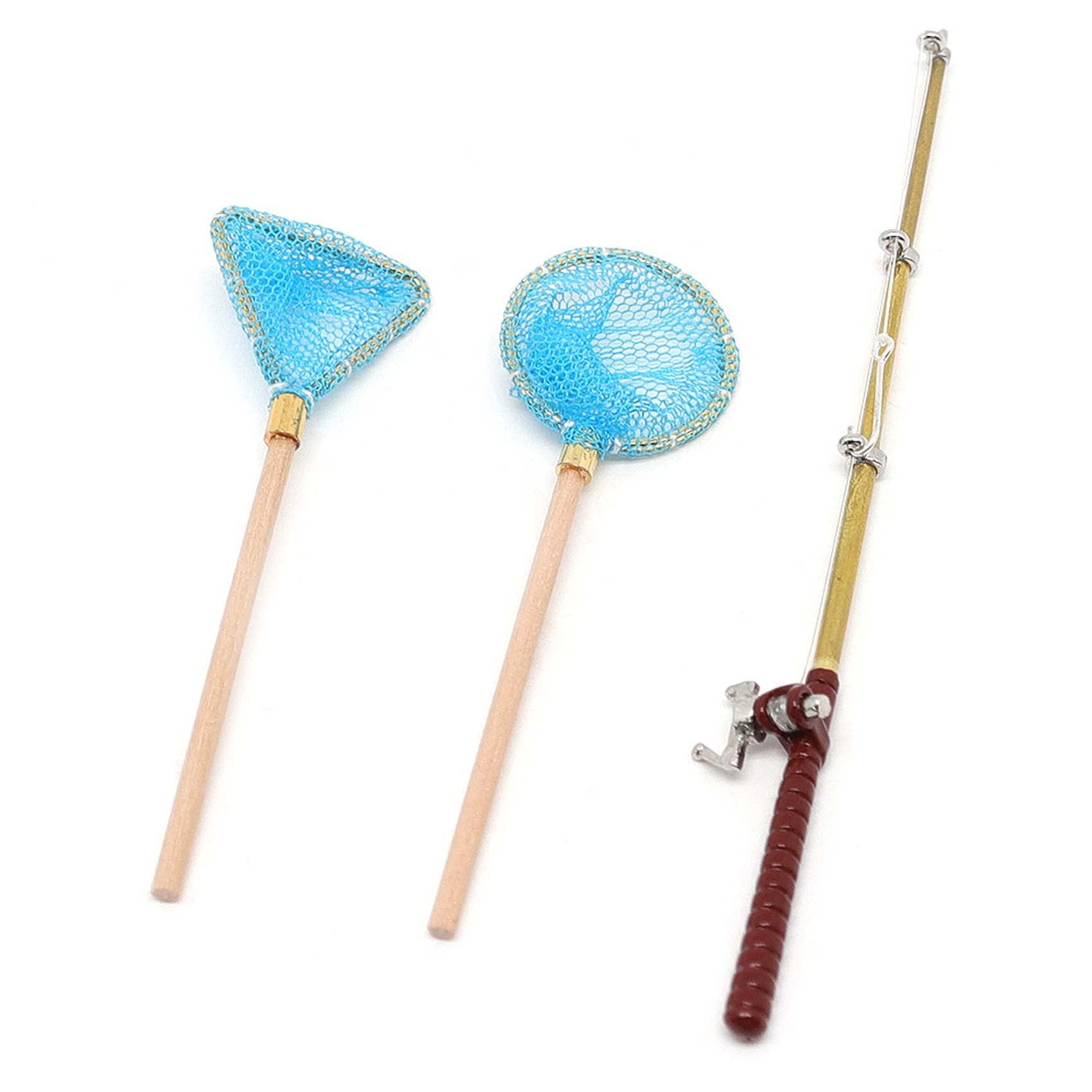 KEEDA Fishing Rod Net Tools Scale Accessories for 1/6 1/12 Dollhouse Toys 1:10 RC Car Axial SCX10 90046 Wraith Yeti TF2 D90 Decoration (Blue)