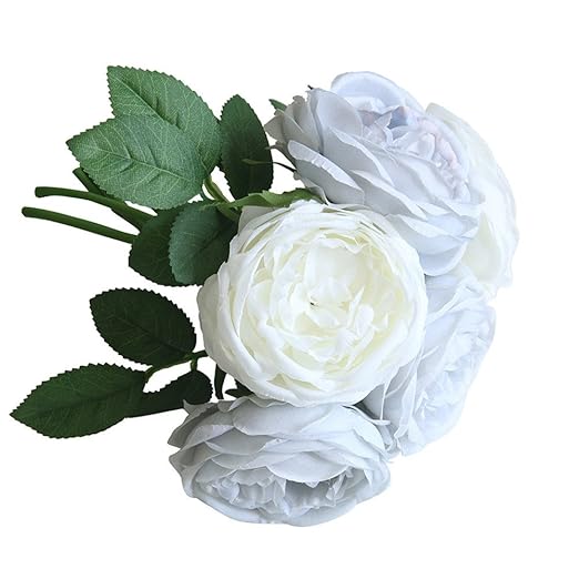 TianWlio Künstliche Gefälschte Rose Silk Flowers 5 Blumen Kopf Blatt Garten Dekor Brautstrauß