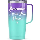 SANDJEST Mom Tumbler with Handle 20oz Stainless Steel Insulated Coffee Travel Mug Cup Moms Tumblers Gifts for Mother Mama Mommy from Daughter Son Gift for Mothers Birthday Christmas