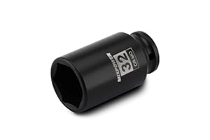MIXPOWER 1/2" Drive Deep Impact Socket, CR-MO, 32mm, METRIC, 6 Point, Axle Nut Impact Grade Socket for Easy Removal