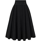 Belle Poque Corduroy Skirt for Women A-Line Flared Swing Skirt Midi High Waist Skirts