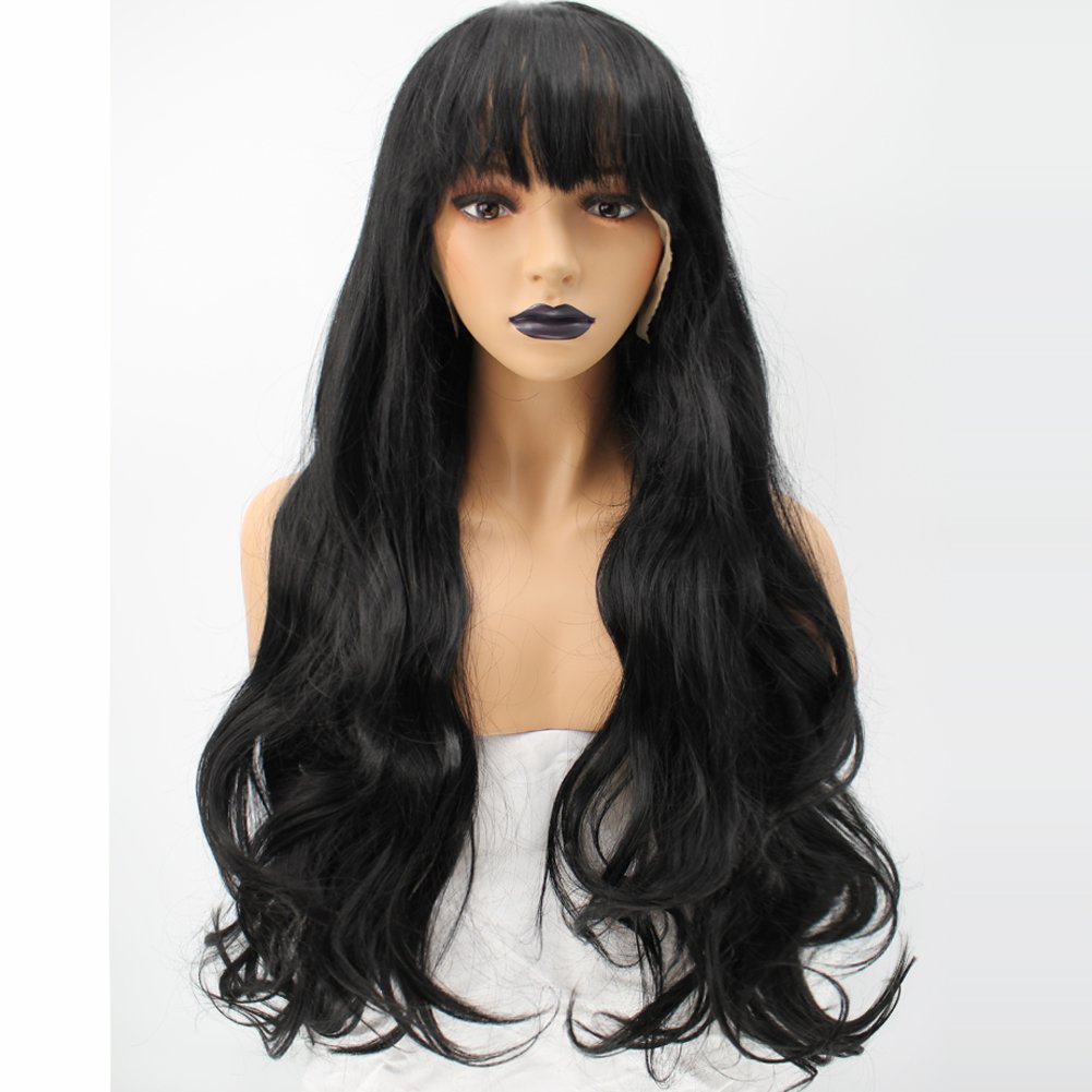 Amazon Com Anogol Hair Cap Synthetic Black Lace Front Wig With