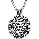 Mystical Astrology Men's Titanium Steel Necklace with Star of David & Zodiac Symbols, Vintage European American Style Mystical Pendant