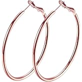 Gold Hoop Earrings,18K Gold Plated Rounded Hoops Earrings for Women