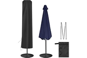 AckMizz Patio Umbrella Cover - Outdoor Umbrella Covers with Folding Rod, Waterproof Oxford, Parasol Cover for 7.5ft 8ft 9ft 10ft 11ft Round Table Umbrella (Black)