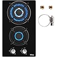 Tempered Glass Gas Cooktop, 12 In Gas Stove Top Gas Cooktop 2 Burners, 120V Built-in Gas Hob Suitable For Dual Fuel LPG/NG, Thermocouple Protection-IsEasy