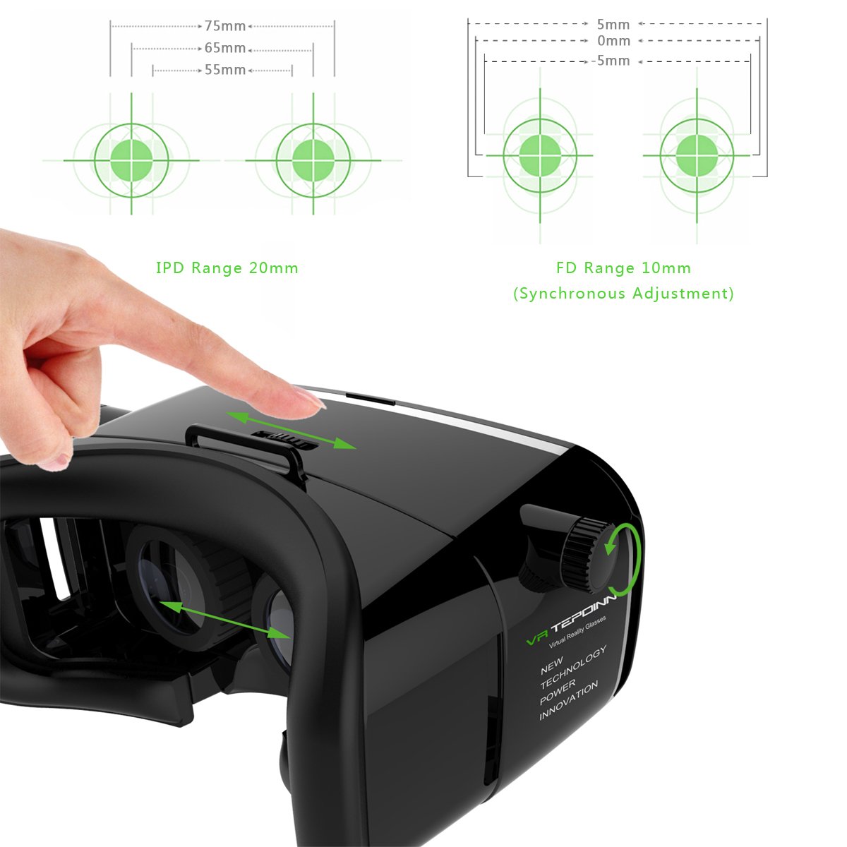 Tepoinn Occhiali Realtà Virtuale,Occhiali Virtuali 3D per spettatori di Realtà virtuale Occhiali per 4,0~5.7 Pollici Smartphones iPhone (37)