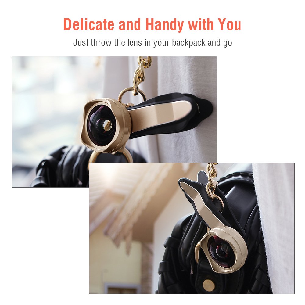 iPhone Lenses Kit - Universal 2 in 1 120°Wide Angle Lens & 15X Macro Lens, Cell Phone Camera Lens for iPhone 7/7 Plus/6s/6s Plus/6/5, Samsung Galaxy & More, Buy 1 Get 1 Free (Gold)