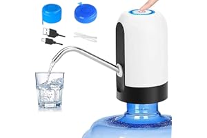 CHIVENIDO 5 Gallon Water Dispenser - Pump for 5 Gallon Water Jug USB Charging Water Bottle Pump with Non Spill Bottle Cap Universal Fit for Home, Office and Outdoor (White)