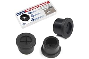 YUEARN 1/2 Inch Cable Grommet (12mm) – 12 Pcs Flexible Rubber Wire Covers for Desk, Charging Station, USB Cord Organizer (Black)