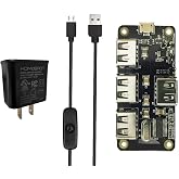 MakerSpot 4-Port Stackable USB Hub HAT for Raspberry Pi Zero W V1.3 &amp; Pi Zero W /2W with 2.4A Power Supply &amp; 1.5m Micro USB Cable with On Off Switch