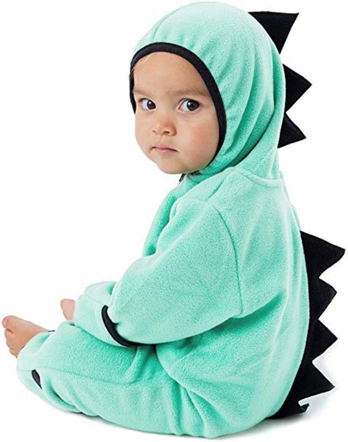 Kauneus 🌻 Toddler Infant Baby Girls Boys Cartoon Dinosaur Home Crawling Pajamas Hooded Romper Jumpsuit (3M-24M)