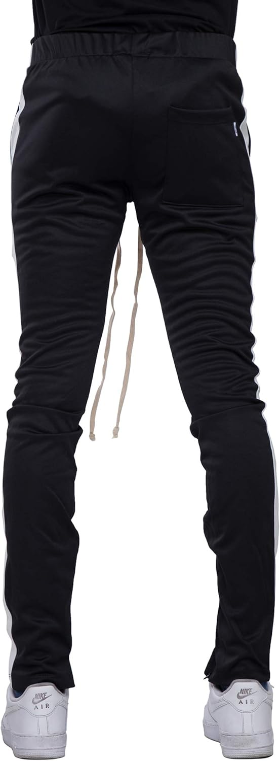EPTM Men's Stripe Track Pants Slim Fit with Ankle Zippers: Clothing