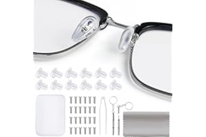 12 Pairs of Eyeglass Nose Pads, Upgraded 15x8 mm Soft Silicone Air Chamber Eyeglasses Nose Pads, Screw-in Glasses Nose Pad Re