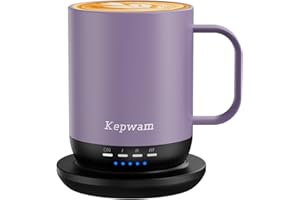 Kepwam Heated Coffee Mug T1-14oz Fast Heating & Longer Battery Life Self Heating Coffee Mug Hot to 149℉ - Touch & App Controlled Mug Coffee and Hot Beverage Warmer, Gifts for Women and Men