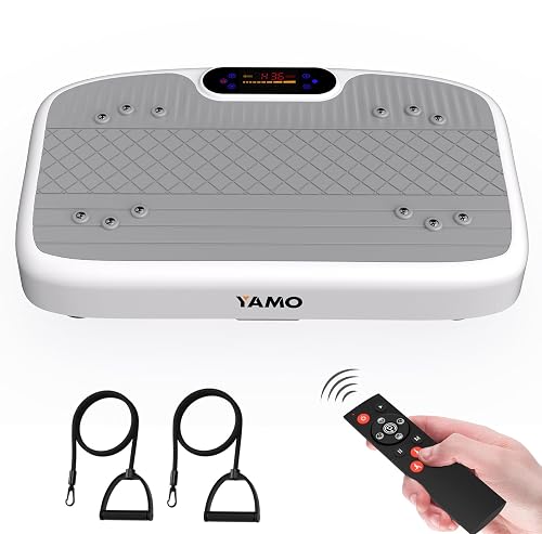 YAMO YV20 Vibration Plate Exercise Machine | 99 Speed Levels, 5 Programs, Remote Control & Resistance Bands | LED Touch Display, 150KG Capacity, Home Fitness & Weight Loss, Grey