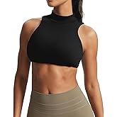 Aoxjox Women's Kim Cutout High Neck Tank Workout Sports Bras Fitness Training Gym Bra Yoga Crop