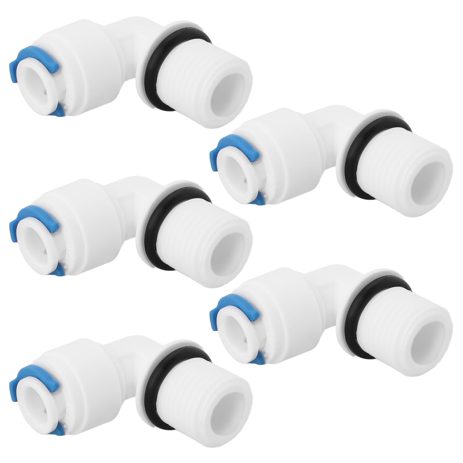 eMagTech 5pcs 1/4 Male Thread to 1/4 90° Elbow Connector Pushfit Fittings for Installing Replacement Filter Housings Reverse Osmosis Water Filtration Systems