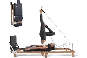 DWKWE Foldable Pilates Reformer & Pilates Square Box Set–90% Pre-Assembled Home Gym Women Men Workouts Bundle, Dual Resistance System (Springs + Latex), Jumpboard & Adjustable Foot Bar for All Levels