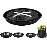 4 Pack Plant Saucer 14 inch, Self Watering Fabric Pot Base, Auto Pots Fit for 5 Gallon Grow Bags, Plant Saucers Flower Pot Tray , Auto Watering Plant Saucer for Fabric Planters 3 Year Warranty