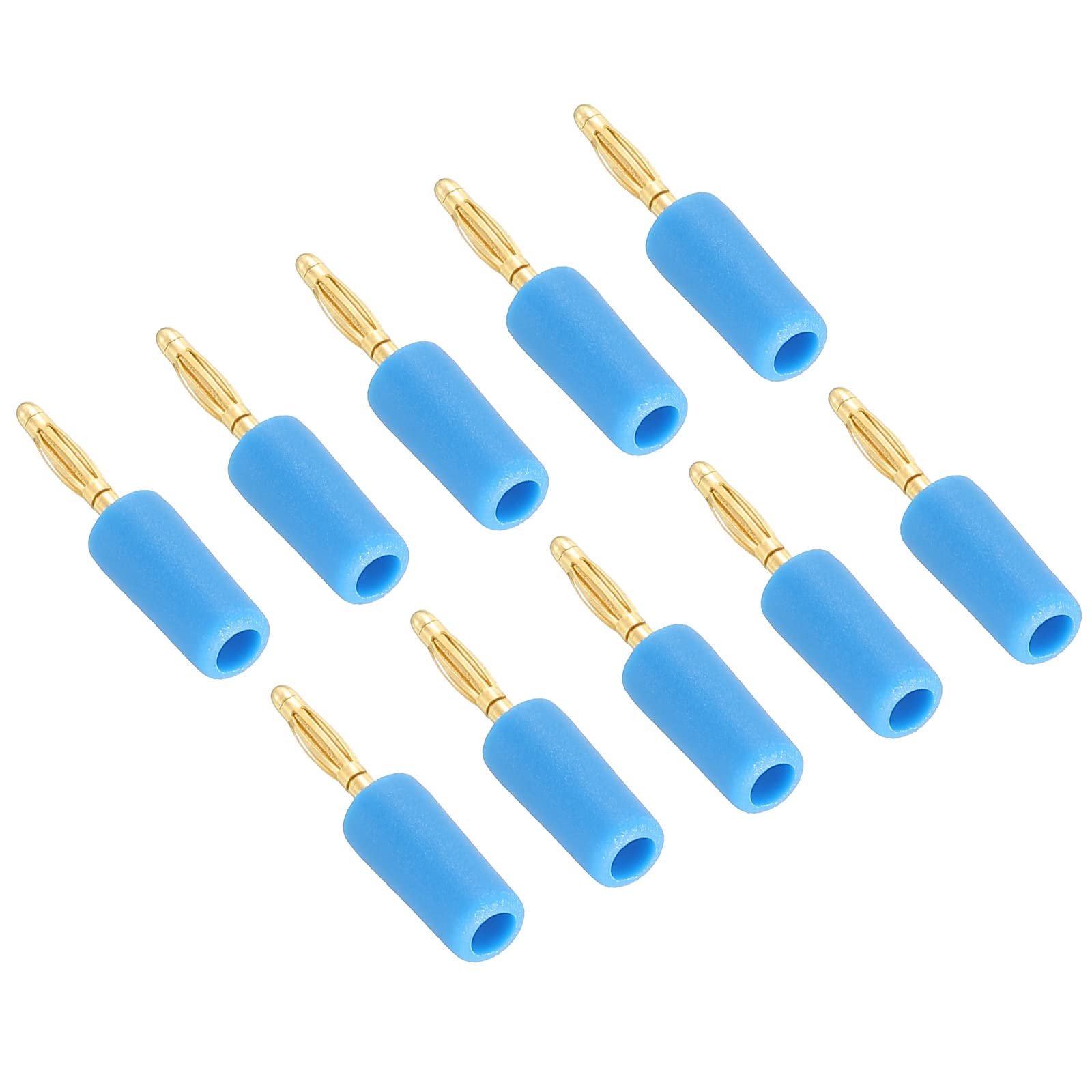 PATIKIL 10 Pack Banana Plugs Connector Speaker Banana Plug Connectors Solder Type 2mm Gold-Plated Copper Blue for Speaker Wires, Sound Systems, Video Receivers, Home Theater