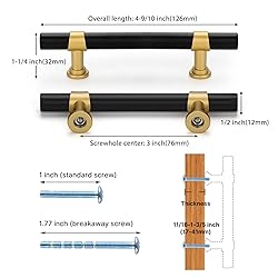 Haliwu 20 Pack Black Cabinet Pulls, Black&Gold