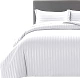 MOONLIGHT20015 Single Duvet Cover Set Reversible Stripes Satin Bedding White