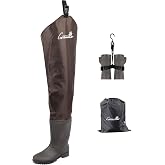 GREENWATER Hip Waders for Men Women, Lightweight Fishing Hip Boots | Waterproof Tear-Resistant Nylon PVC ,Cleated Outsoles,Adjustable Suspenders,Elastic Stride‑Flex,Hanger&amp;Bag