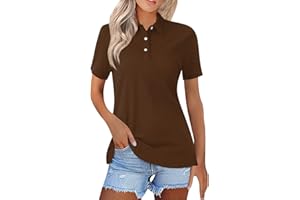 YUTANRAL Polo Shirts for Women 2024 Short Sleeve Summer Tops Button V Neck Business Casual Collared Shirts Dressy Blouses