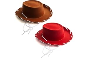 FUNNY PARTY HATS Funny Party Authentic Kids Cowboy Hat - Durable & Sturdy Brown & Red Cowboy Hats for Boys & Girls - Western Costume Accessories - 2 Pack