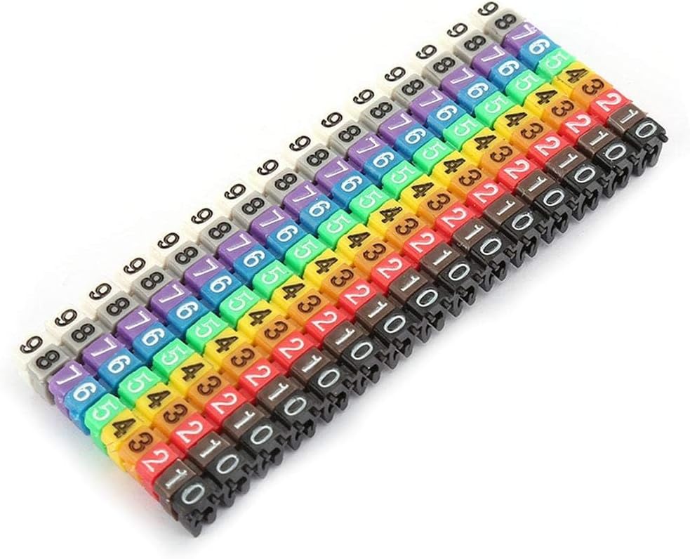 Fafeicy Wire Number Labels Clip On Color Coded Cable Markers Tubes for