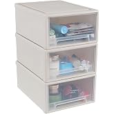 Readsky 18 Quart Large Stackable Drawer Unit, Plastic Compact Stacking Storage Drawer, 3 Packs