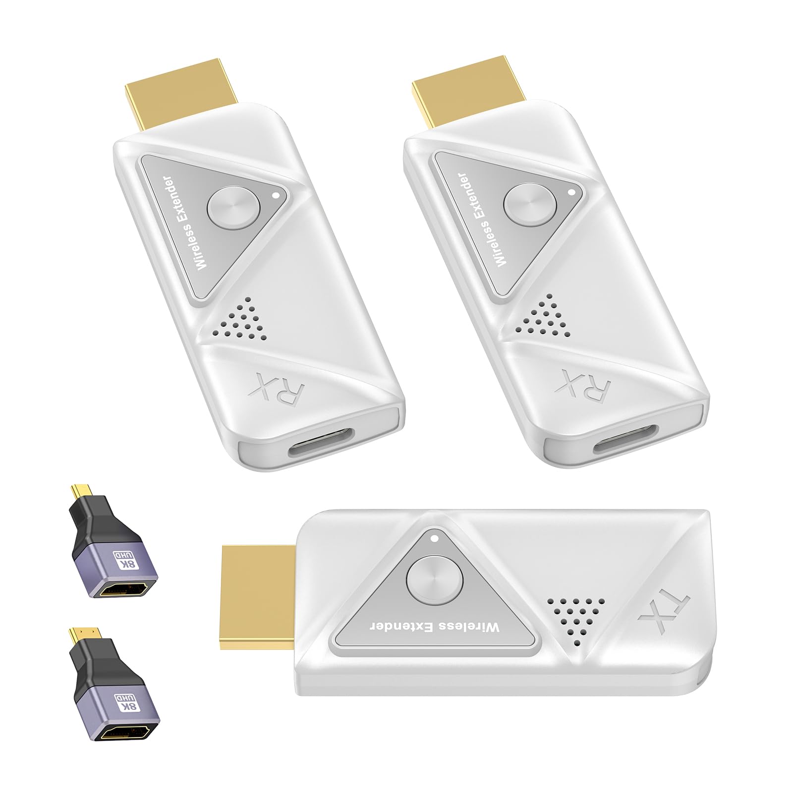 Photo 1 of Wireless HDMI Transmitter and 2 Receivers, Dual Display HDMI Wireless Extender, 5G/328FT/1080P Transmission Plug & Play for Simultaneous Audio/Video on TVs/Projectors/Monitors