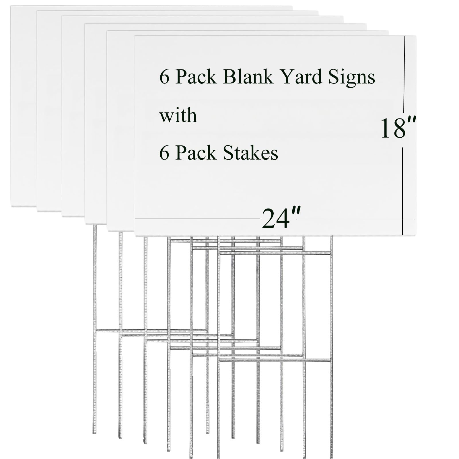 Photo 1 of Blank Yard Signs with Stakes, 6 Pack Lawn Signs 18x24 Inches, Custom Double Sided for Yard Sale Signs Outdoor, Garage Sale, Party Decorations (18x24inch)
