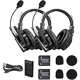 SYNCO XTalk XMax2 Wireless Intercom Headset System with Dual-Ear Design Telephone Headsets Communication System Random Master Device,2.4GHz Full Duplex 500 M/1640 FT Real-time Monitoring