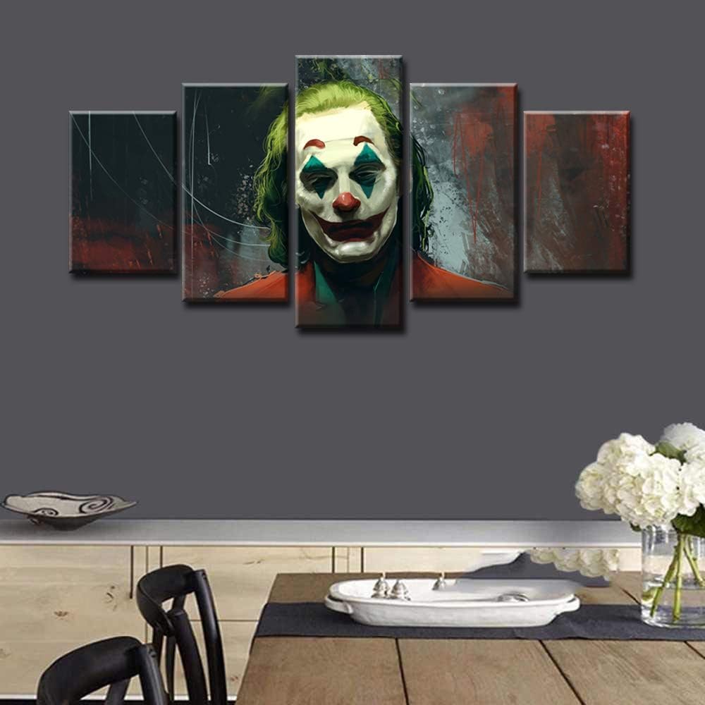 WSJXY 5 Canvas Paintings Framed 5 Piece Joker Modern Wall Print Poster on Canvas Wall Art Picture for Living Room Home Decoration Gift