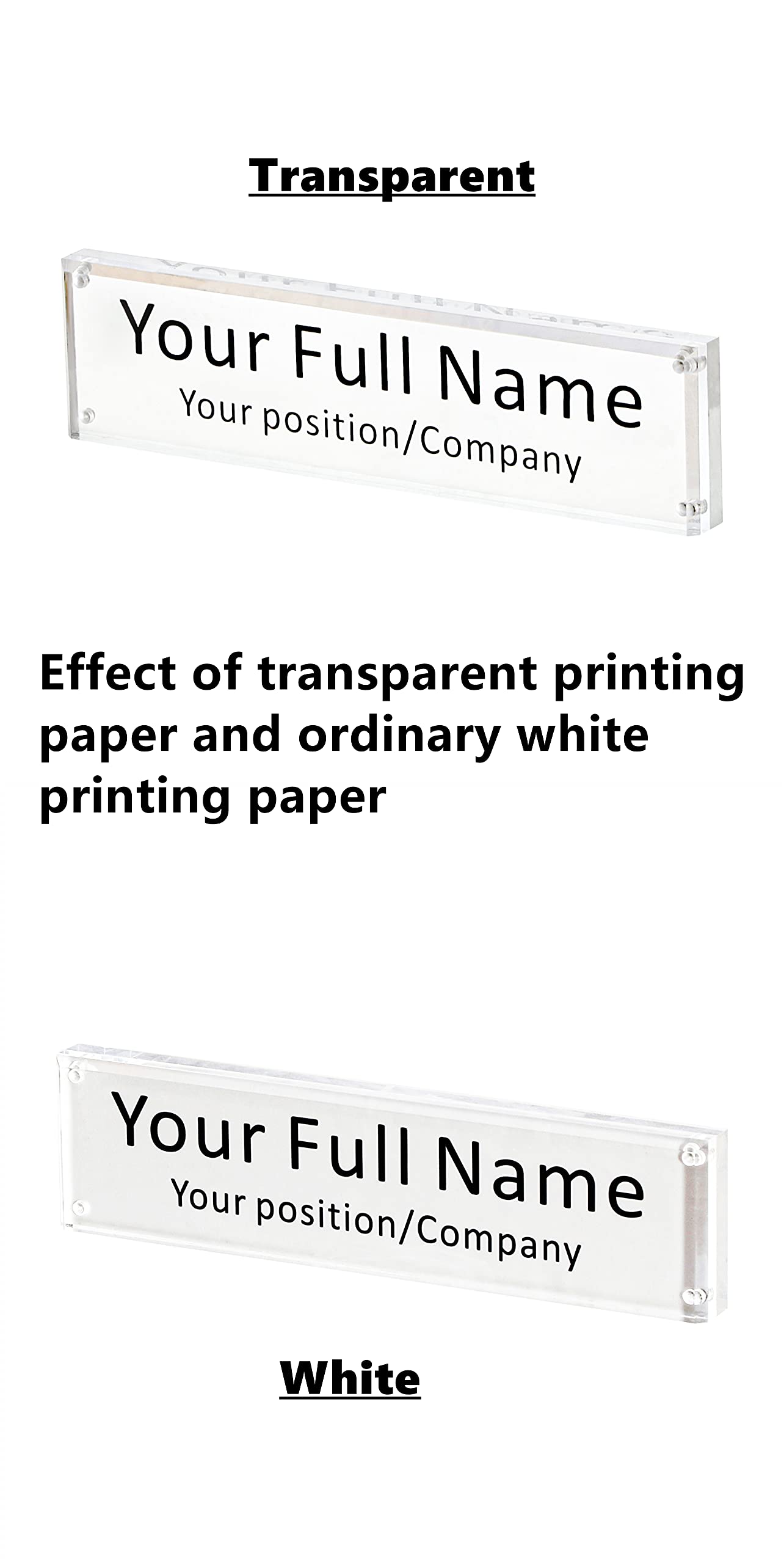 SPL Personalized Acrylic Executive Desk Name Plate - 10cm X 3cm X 12mm, Engraved, Black Ink