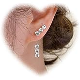 W WEILIRIAN Boho Crystal Jacket Earrings for Teen Girls Crystal Bar Earrings Rhinestone Drop Dangle Earrings Sparkling Wedding Earrings Two Ways Front Back Earrings Jewelry for Women Gifts