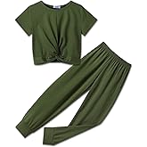 Arshiner Girls Clothing Sets Tie Dye Twist Front Tops & Sweatpants Outfits Sportwear Sweatsuits Tracksuits 4-13 Year